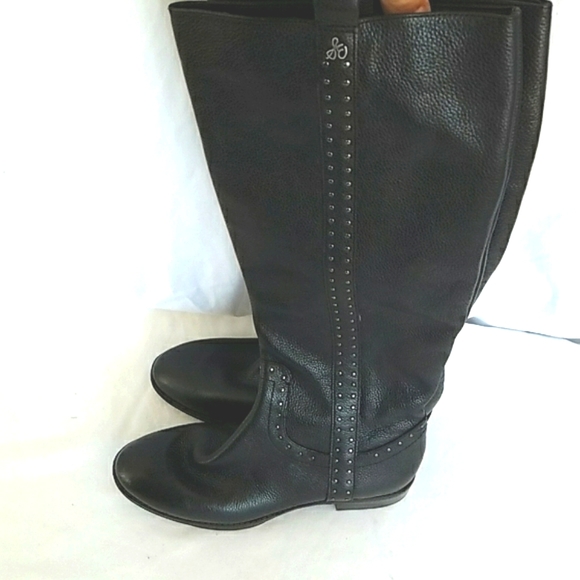 Sam Edelman Women's Prina Leather Knee High Boots Black Sizes 6.5 - Picture 2 of 9